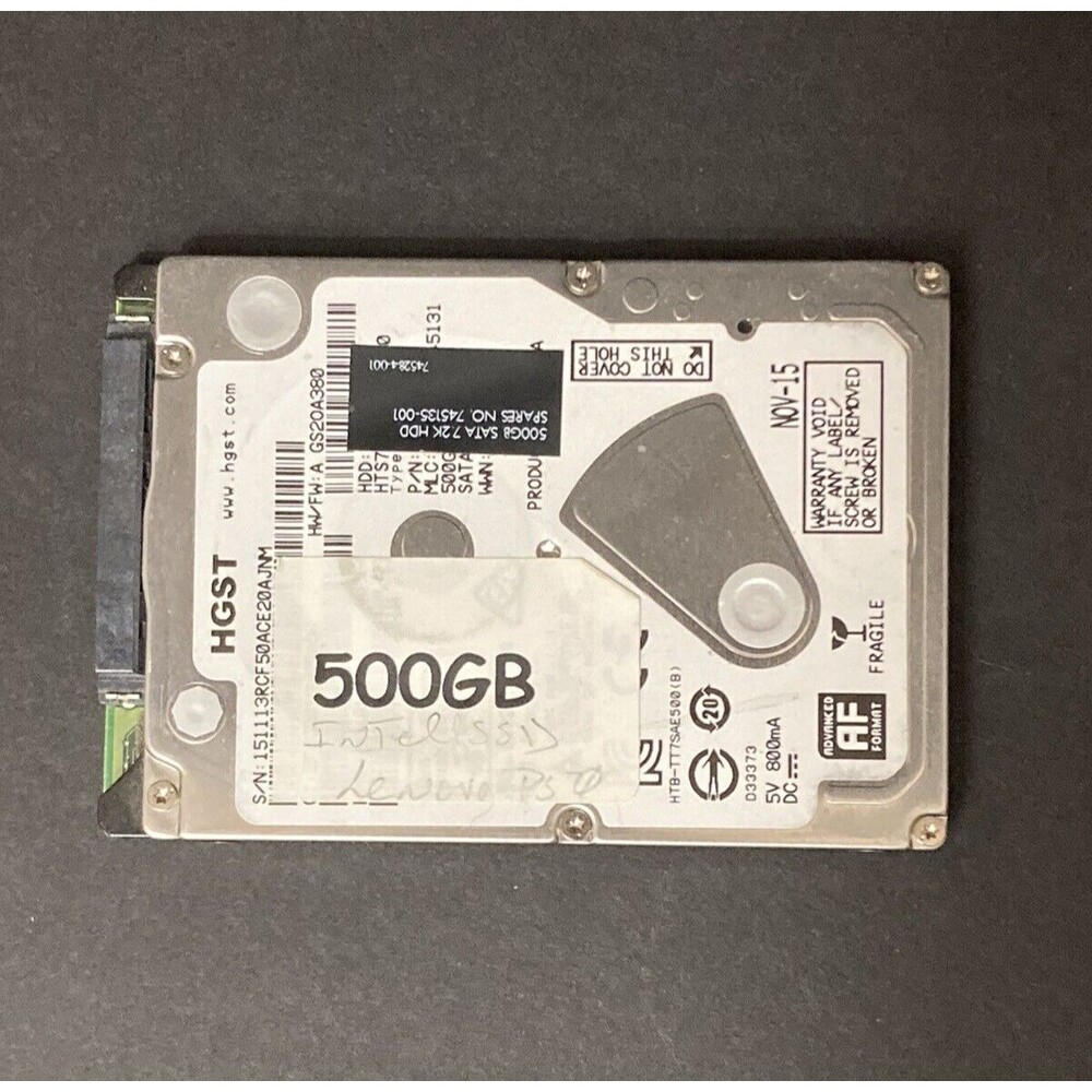 Intel HDD - Internal Laptop Hard Drive - 500GB - Black/Silver